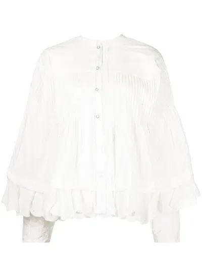 Natasha Zinko Embroidered-design Peasant Shirt In White