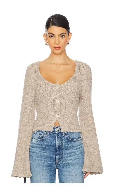 Nation Ltd Berenice Round Neck Cardigan In Oatmeal Heather