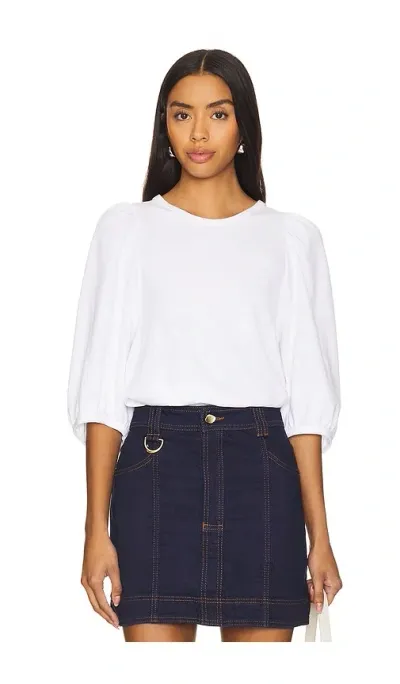 Nation Ltd Evita Balloon Sleeve Top In Optic White