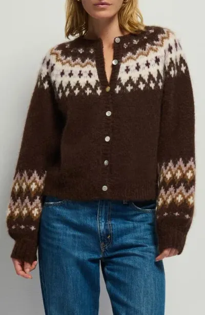 Nation Ltd Lula Fair Isle Cardigan In Coffee