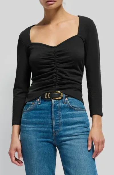 Nation Ltd Mikaela Ruched Cotton Top In Jet Black