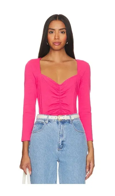 Nation Ltd Mikaela Ruched Cotton Top In Fuchsia