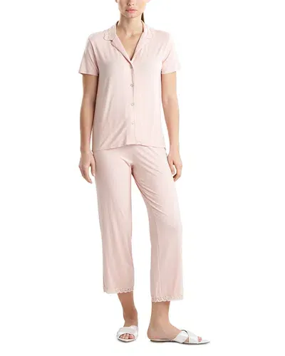 Natori Short Sleeve Pajama Set In Cameo Rose