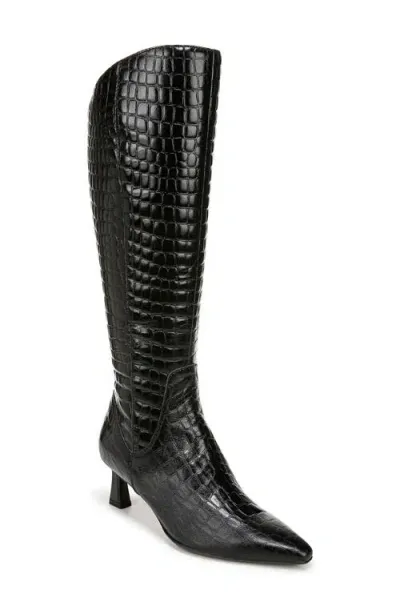 Naturalizer Deesha Pointed Toe Knee High Kitten Heel Boot In Black