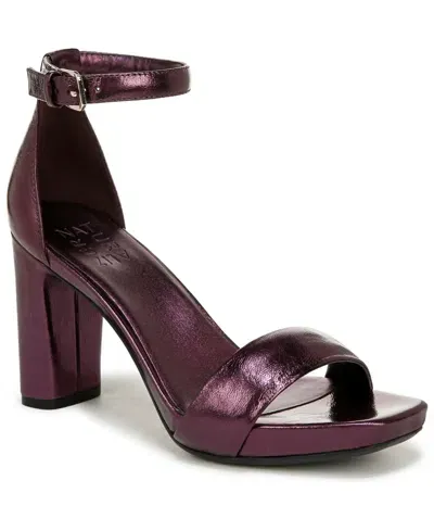 Naturalizer Joy Studded Ankle Strap Sandal In Deep Plum Purple Leather