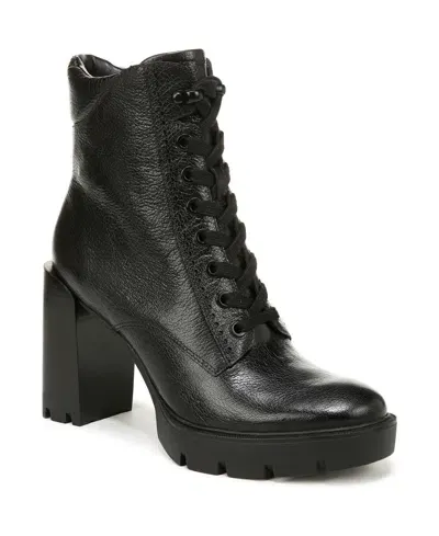 Naturalizer Prewitt Lace-up Platform Bootie In Black Leather