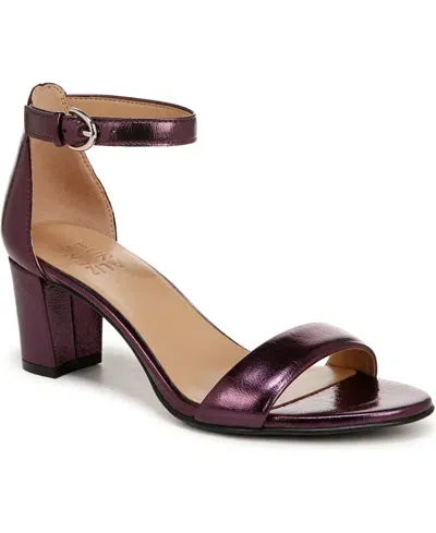 Naturalizer Vera Ankle Strap Sandal In Deep Plum Purple Leather