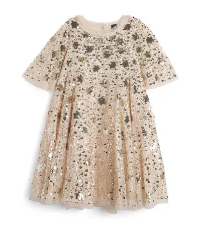 Needle & Thread Kids' Tulle Shooting Stars Dress In Beige