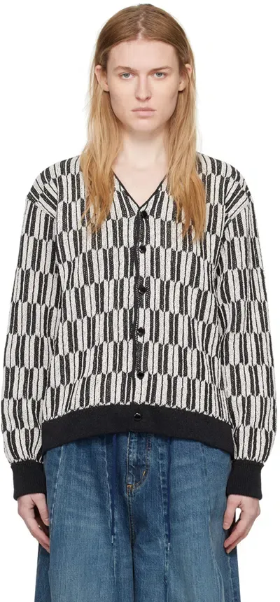 Needles Off-white & Black V-neck Cardigan In B-black