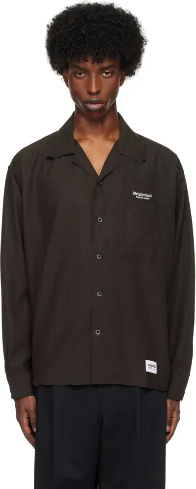 Neighborhood Black Open Collar Ls Shirt