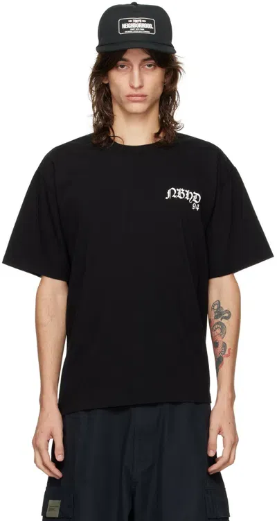 Neighborhood Black Printed T-shirt In Schwarz