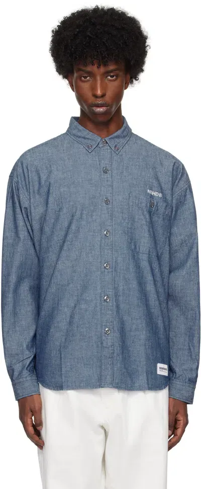 Neighborhood Blue Chambray Bd Ls Shirt In Indigo