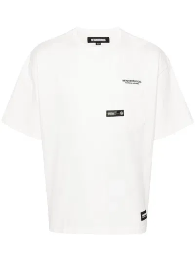 Neighborhood Logo-embroidered Cotton T-shirt In White