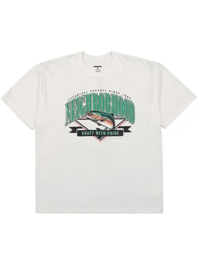 Neighborhood Logo-print Cotton-jersey T-shirt In White