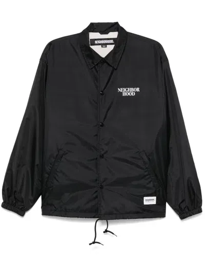 Neighborhood Logo-print Windbreaker Jacket In Black