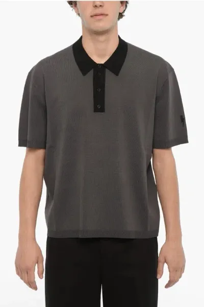 Neil Barrett 3-buttons Polo Shirt With Ribbed Edges In Black