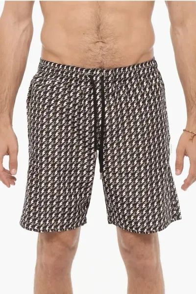 Neil Barrett All Over Thunderbolt Printed Swim Shorts In Multi