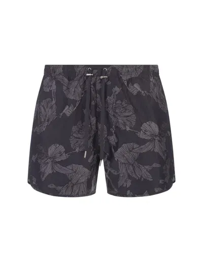 Neil Barrett Black And Grey Printed Swimwear In Multi