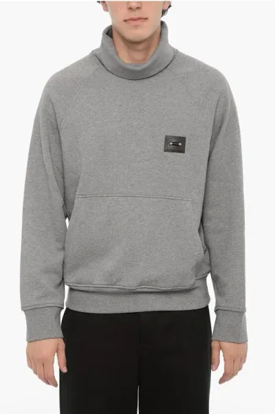 Neil Barrett Cotton Iconic Piercing Turtleneck Sweatshirt In Gray