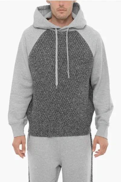 Neil Barrett Double Fabric Hoodie In Gray