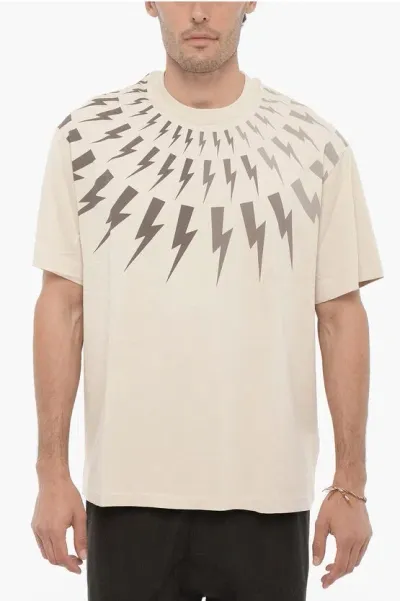 Neil Barrett Easy Fit Crew-neck T-shirt With Print In White