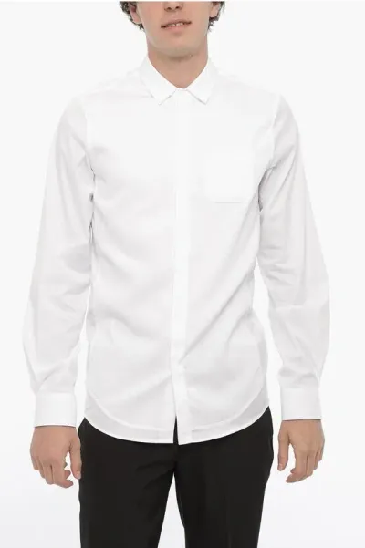 Neil Barrett Fitted Slim Fit Shirt With Breast Pocket In White