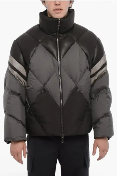 Neil Barrett Panelled Mock-neck Padded Jacket In Multi