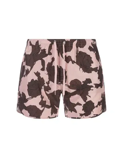 Neil Barrett Pink And Brown Printed Swimwear