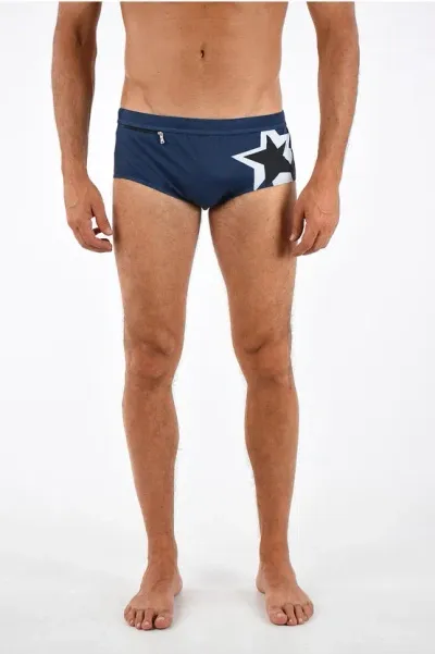 Neil Barrett Pop Art Star Swim Briefs In Blue