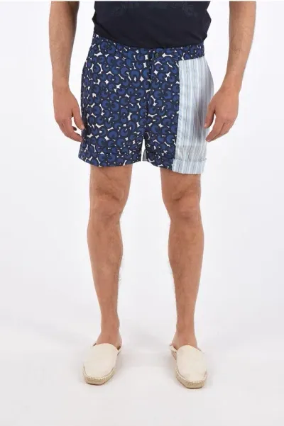 Neil Barrett Printed Box Fit Shorts In Blue