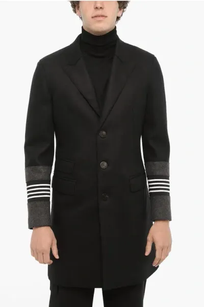 Neil Barrett Unlined Travel Striped Skinny Fit Coat In Black