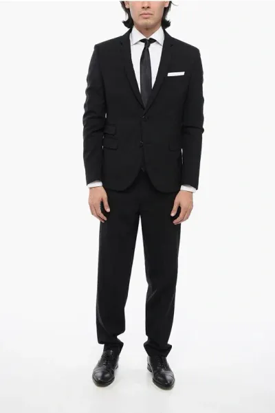 Neil Barrett Virgin Wool Blend Ruffalo Slim Fit Suit With Notch Lapel In Black