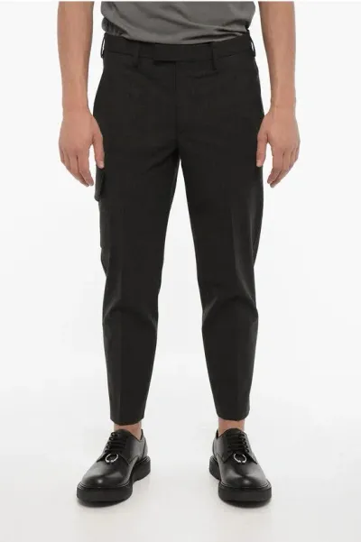 Neil Barrett Virgin Wool Blend Skinny Fit Cargo Pants In Black