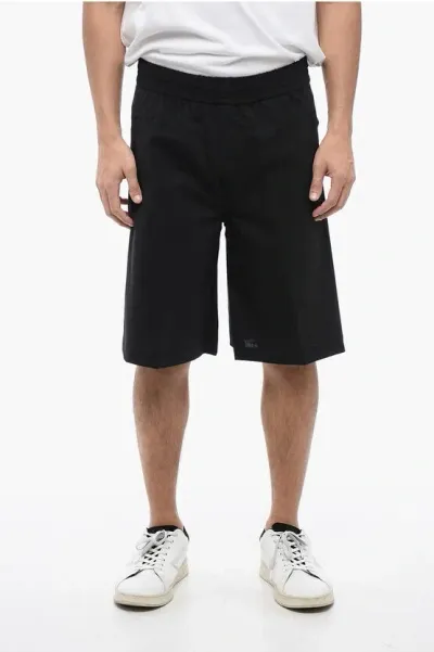 Neil Barrett Wool Blend Jordan Shorts With Elastic Waistband In Black