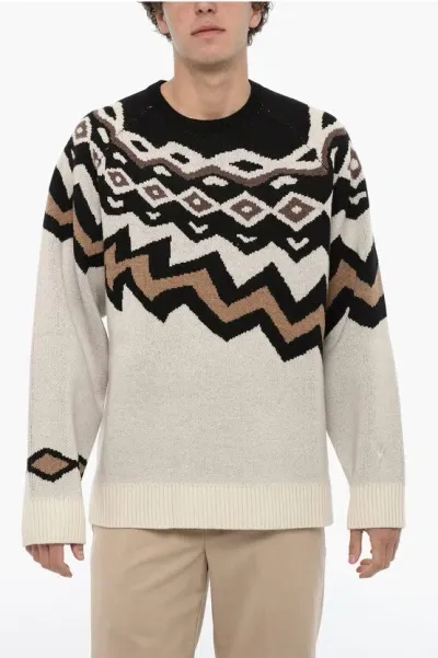 Neil Barrett Wool Boxy Fit Crew-neck Sweater In Neutral