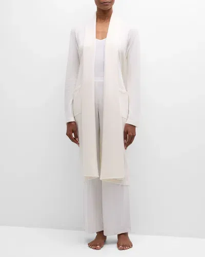 Neiman Marcus Cashmere Shawl-collar Robe In Winter White