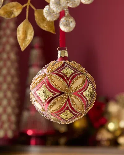 Neiman Marcus Christmas Glitter Golden Ball Ornament In Multi