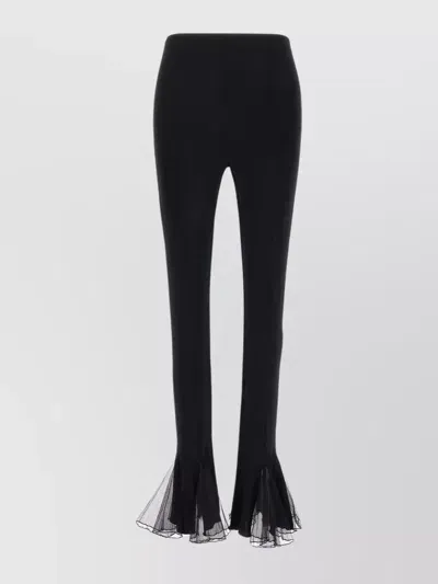 Nensi Dojaka Flared High Waist Leggings With Seam And Sheer Detailing In Black