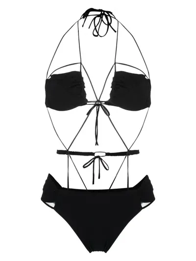 Nensi Dojaka Multi-strap Design Swimsuit In Black