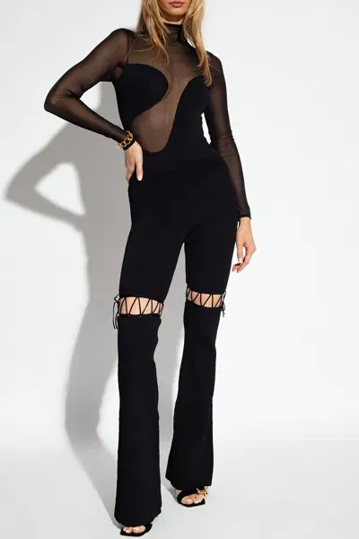 Nensi Dojaka Ribbed Trousers With Lacing In Black