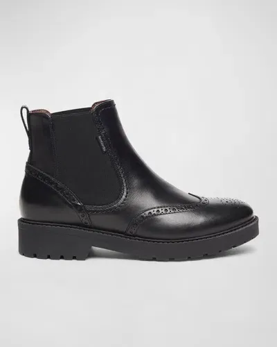 Nerogiardini Brogue Leather Chelsea Ankle Booties In Black