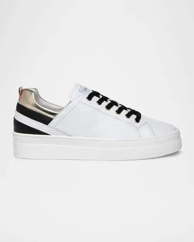 Nerogiardini Stripe Mixed Leather Skater Sneakers In White