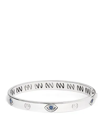 Netali Nissim White Gold And Sapphire Protected Eye Bangle