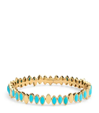 Netali Nissim Yellow Gold And Turquoise Navette Bangle