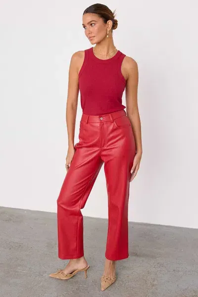 Never Fully Dressed Deep Red Vegan Leather Trousers