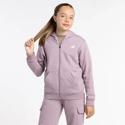 New Balance Girls   Full-zip Fleece Hoodie In Ice Wine