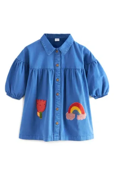 Next Kids' Appliqué Cotton Shirtdress In Blue