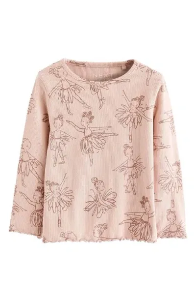 Next Kids' Ballet Stretch Cotton Rib Top In Pink