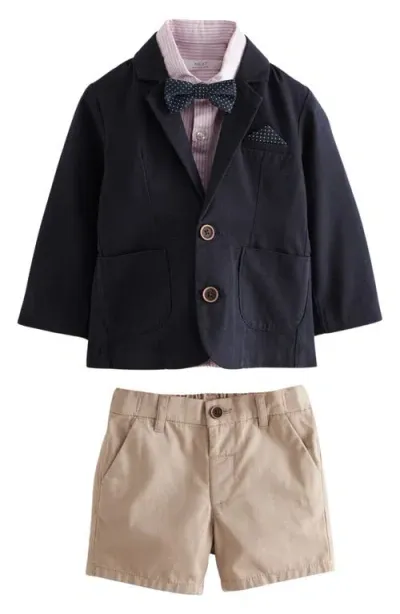 Next Kids' Blazer, Shirt, Bow Tie & Shorts In Blue