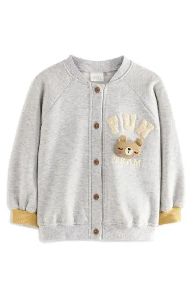 Next Kids' Bunny Appliqué Knit Baseball Jacket In Grey